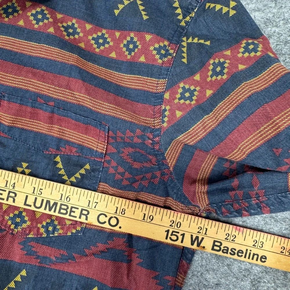 Levis Mens Southwestern Aztec Print Button Down Shirt‎ Blue Red Yellow Medium